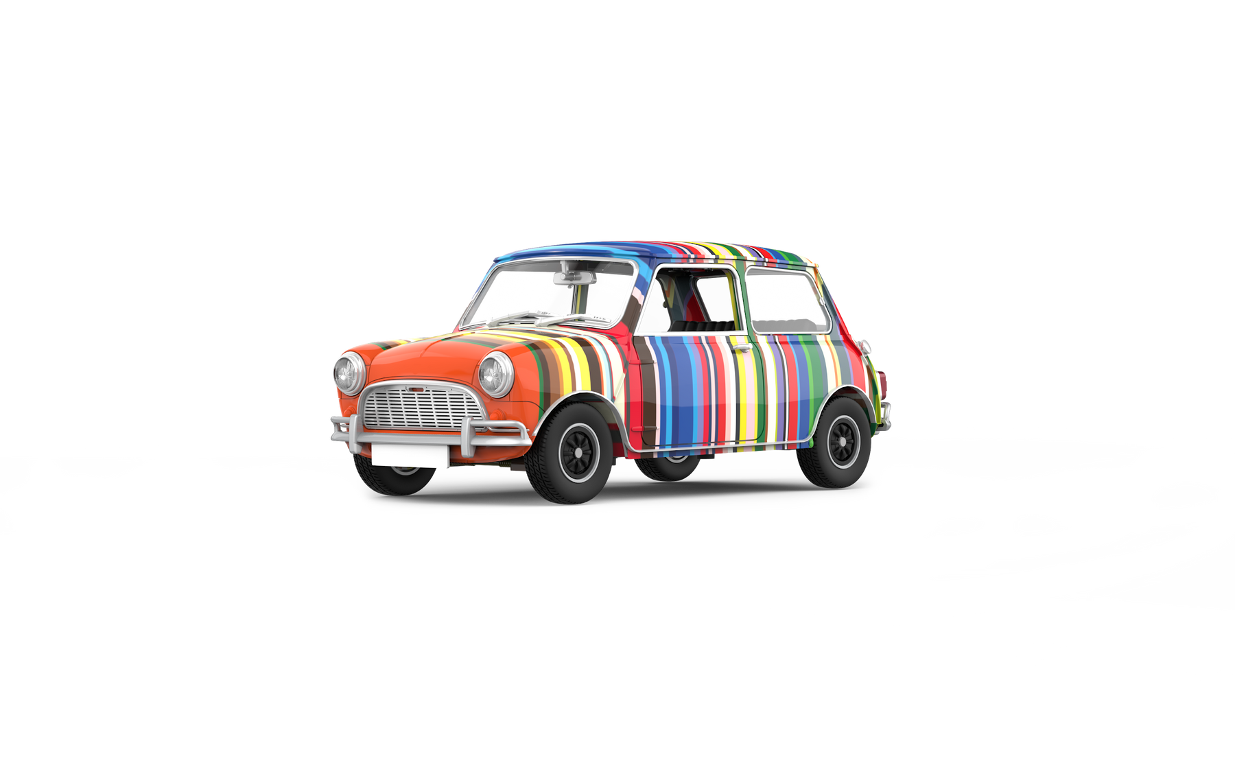 TINY 1:50 Mini Cooper Art Car Coloured Stripes Diecast Model Car