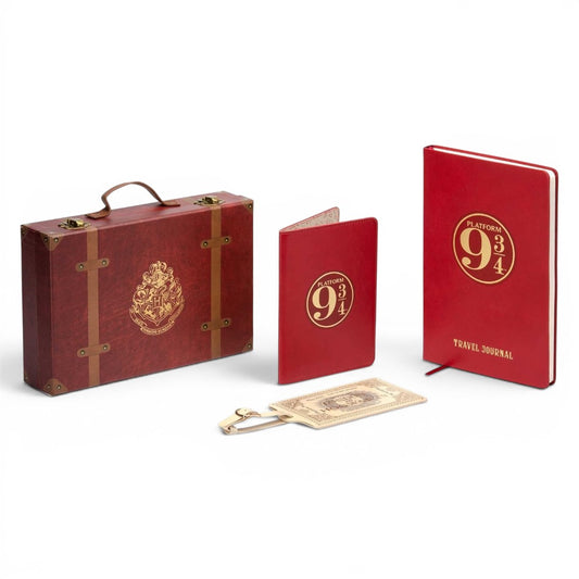 Harry Potter Platform 9¾ Travel Journal Gift Set with Collectible Suitcase, Passport Holder & Luggage Tag | Wizarding World Stationery Gift Set | BGX