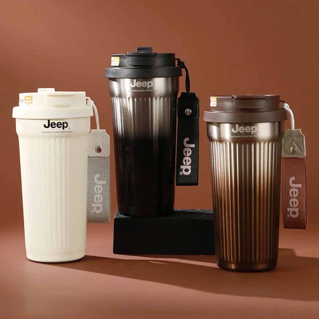 Jeep 550ml Insulated Travel Mug with Lid | Portable Coffee & Beverage Tumbler