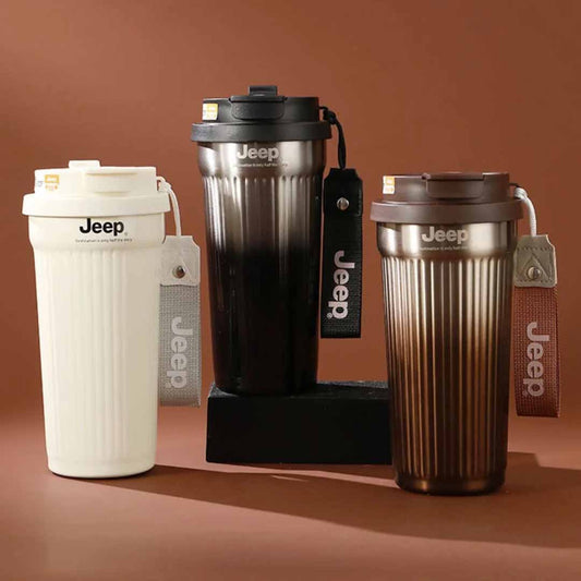 Jeep 550ml Insulated Travel Mug with Lid | Portable Coffee & Beverage Tumbler (Assorted Colours)