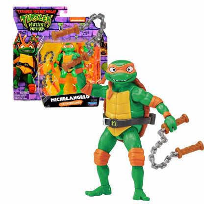 Teenage Mutant Ninja Turtles Mutant Mayhem Michelangelo Action Figure | 4.25 Inch TMNT Collectible with Nunchaku Accessories