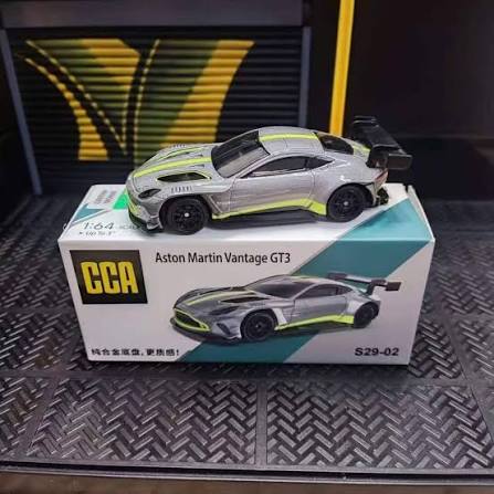 CCA 1:64 Aston Martin Vantage GT3 Die-Cast Model Car – | Racing Car with Rear Wing, Grey  & Lime Accents | 2 Colour Variants