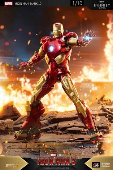 ZD Toys 1/10 Scale Iron Man Mark 10 Action Figure Non-Light-Up | Marvel Studios Iron Man 3 Collector Figure