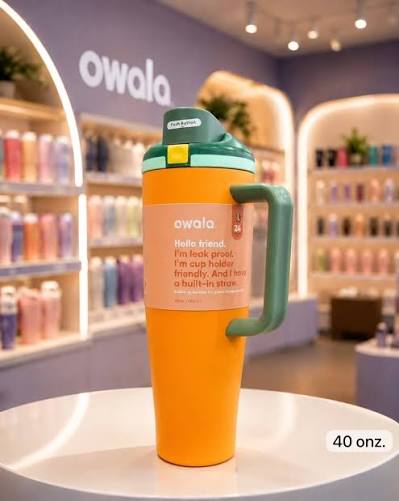 Owala FreeSip 40 oz (1183 ml) Insulated Stainless Steel Tumbler with Built-In Straw, Side Handle and Leakproof Push-Button Lid – Pink & Purple
