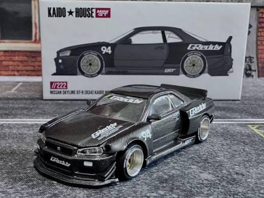 MINI GT x Kaido House Nissan Skyline GT-R (R34) Kaido Works GReddy V2 1:64 Premium Diecast Model Car – KHMG222