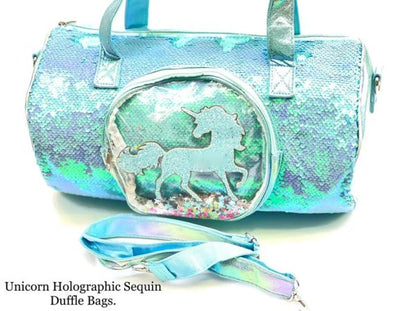 Unicorn Holographic Sequin Girls Duffle Bag – Kids Travel & Sports Bag