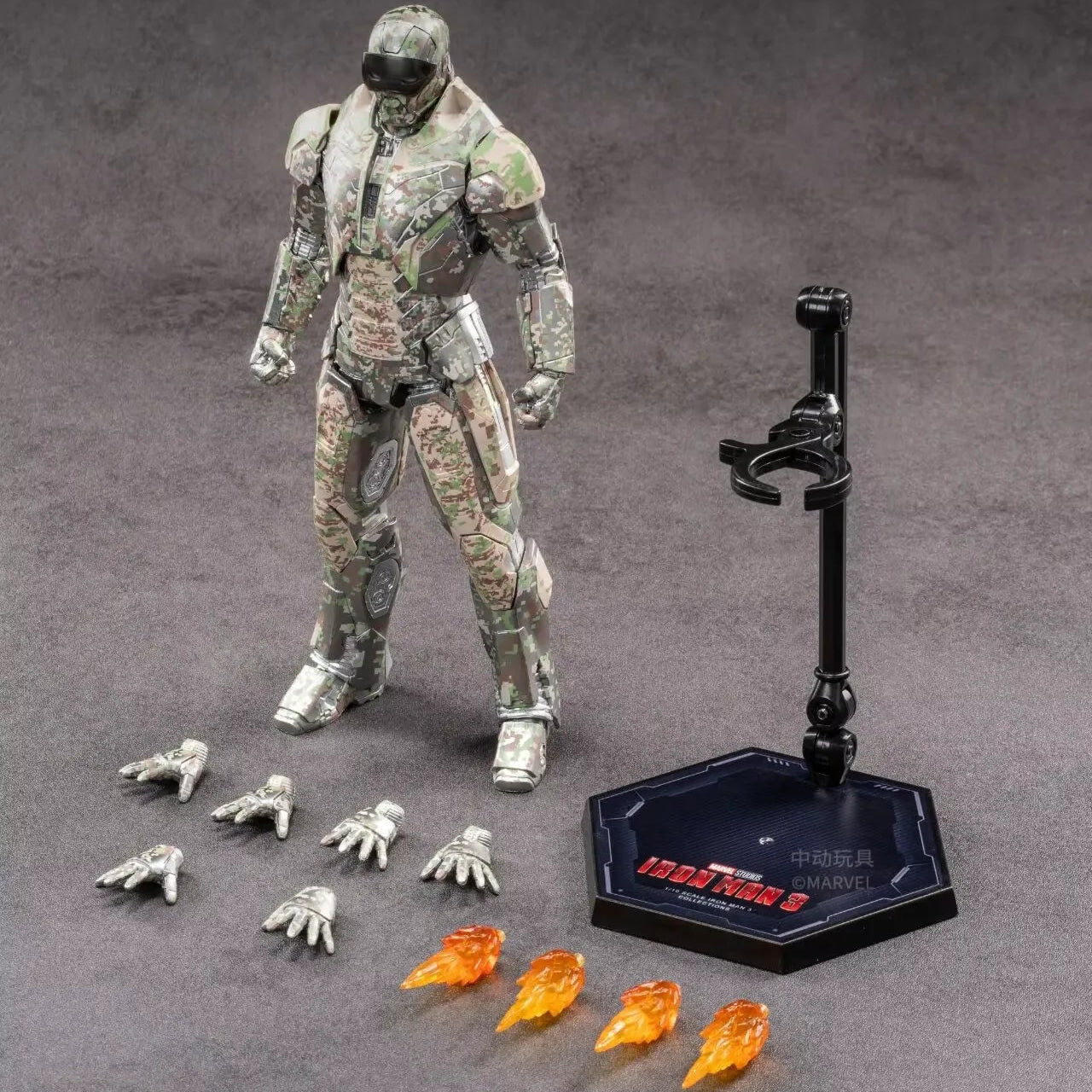 ZD Toys 1:10 Scale Iron Man Mark XXIII (Shades) Action Figure | Marvel Studios Iron Man 3 Camouflage Armor Collectible with Premium Articulation