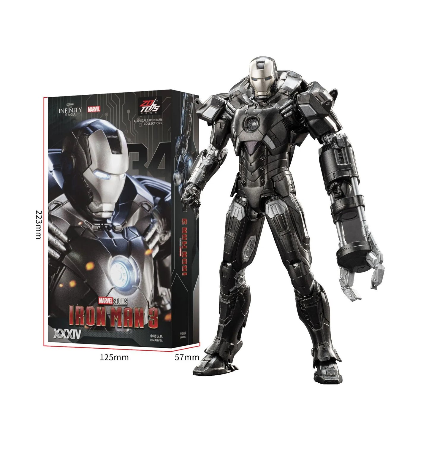 ZD Toys Marvel Infinity Saga Iron Man Mark 34 (MK XXXIV) Action Figure (7 Inch) | 1:10 Scale Premium Collectible