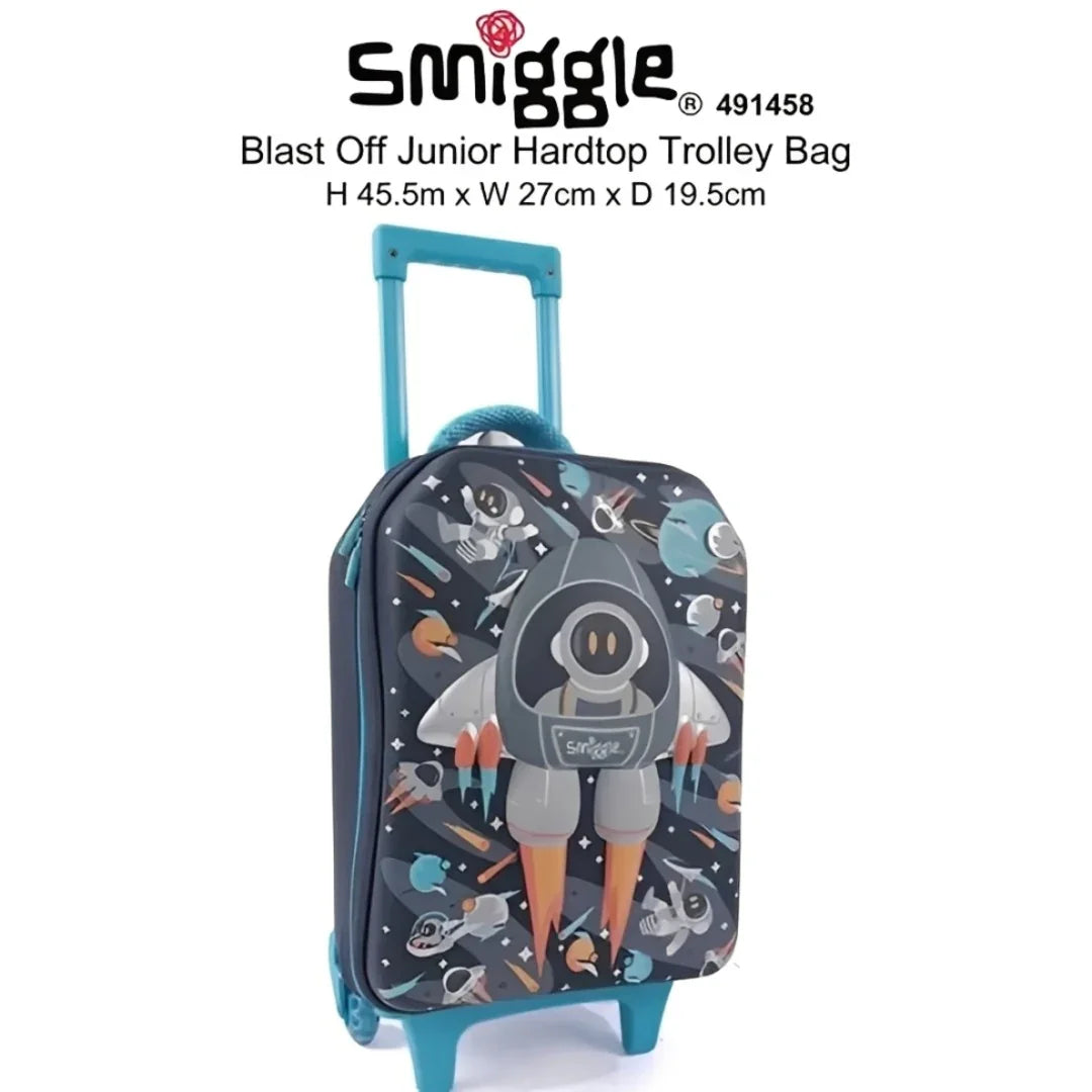 Smiggle Junior Trolley Suitcase 16"Inch – Hardtop Kids Travel Bag with Wheels & Pull-Out Handle