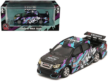 BM Creations 1:64 Isuzu D-Max Low Rider HKS Black Diecast Model Car | Premium JDM Pickup Collectible with Widebody Aero Kit