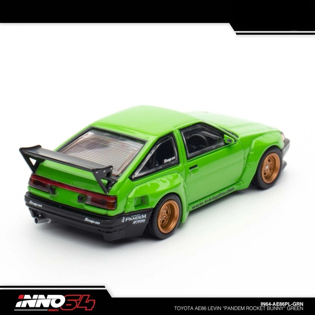 Inno64 1:64 Diecast Model Car Compatible with Toyota AE86 Levin Pandem Rocket Bunny Green Limited Edition IN64-AE86PL-GRN