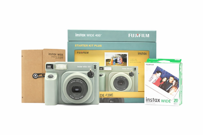 Fujifilm Instax Wide 400 Instant Camera Starter Kit Plus Green | Includes 20 Shots Film & Photo Album | Wide Format Instant Camera