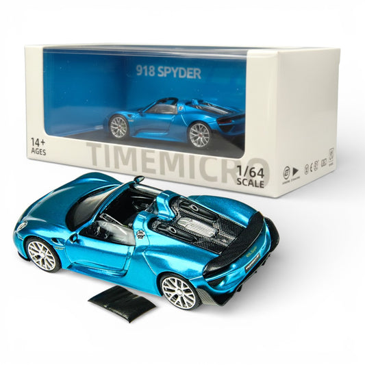 Porsche 918 Spyder – TimeMicro 1:64 Scale Diecast Model Car (Blue)