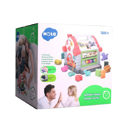 HOLA House Party Educational Toys, Baby House with Shape Sorters, Musical Piano Keys, Counting Math Beads ,Blocks Activity Cube ,Play Cube for Kids - 739 - Jaiman Toys