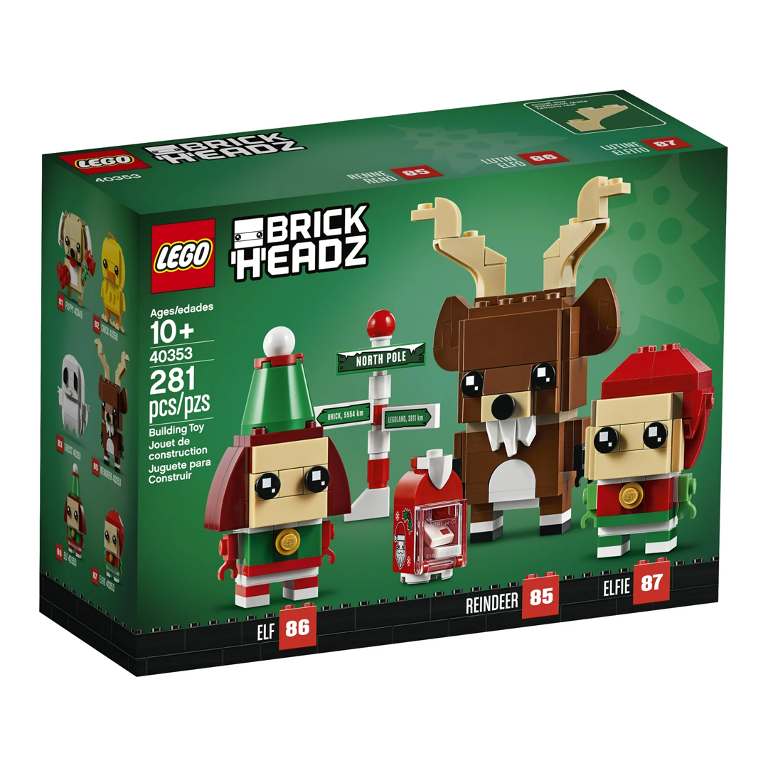 LEGO 40353 Brickheadz Reindeer, Elf & Elfillo Christmas Decorations (281 Pieces)