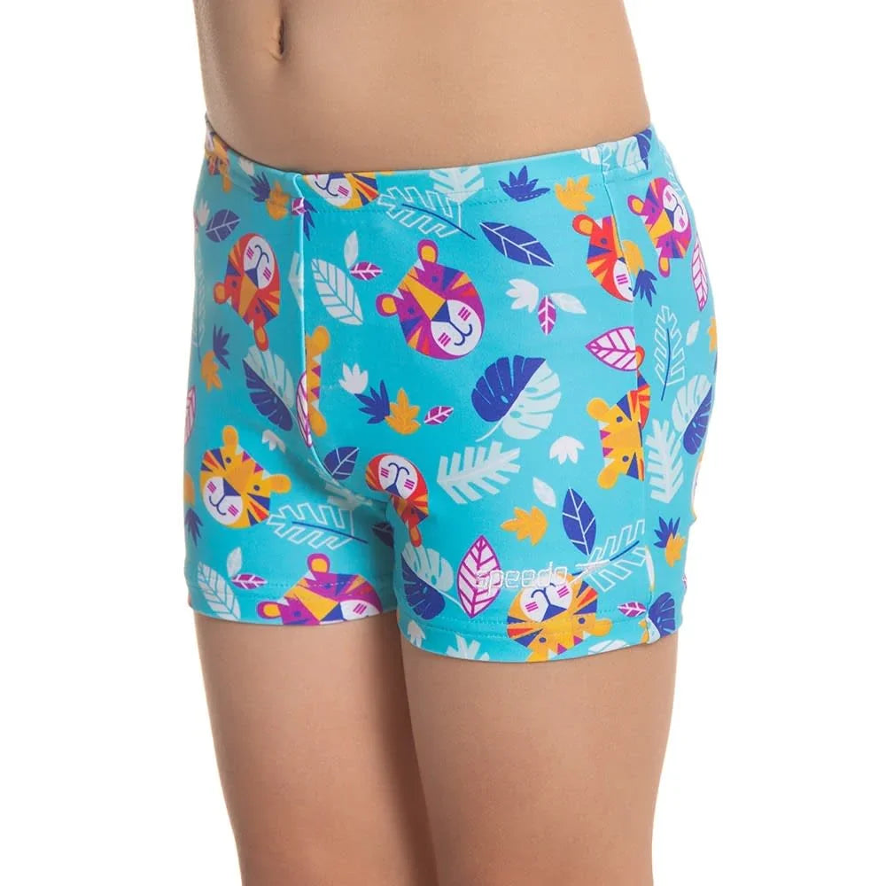 Speedo Jungle Terry Digital Allover Aquashort – Boys’ Swimwear, UPF 40+ Sun Protection, Chlorine-Resistant