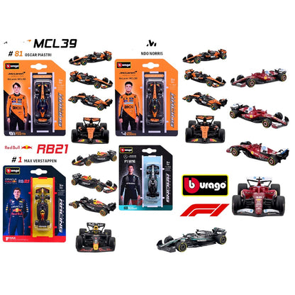 Bburago F1 Die-Cast Series Pack of 5 – 1:64 Scale Formula 1 Cars (McLaren, Red Bull, Mercedes, Ferrari)