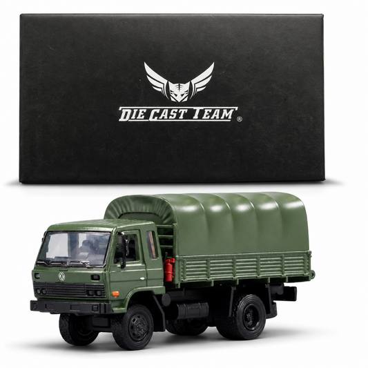 Die Cast Team 1:64 Dongfeng Cummins Military Cargo Truck LL-025-55 Army Green (LHD) Diecast Model | Premium Collectible Display Vehicle