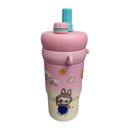 Labubu & Tycoco Hot & Cold Sipper Water Bottle 1Ltr Pink Stainless Steel - Jaiman Toys
