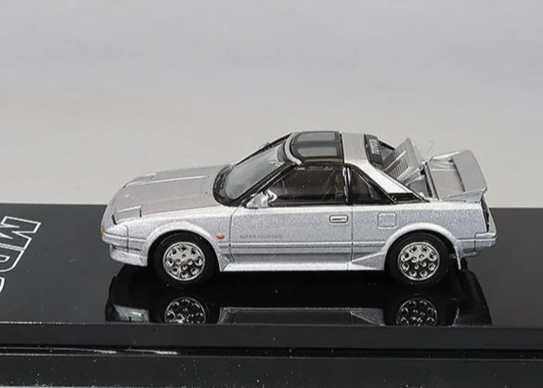Hoda Japan 1:64 TOYOTA MR2 1600G-LIMITED SUPER CHARGER 1988 T Bar Roof Metalic Silver HJ643056AGM Diecast Car Model - Jaiman Toys