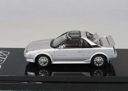 Hoda Japan 1:64 TOYOTA MR2 1600G-LIMITED SUPER CHARGER 1988 T Bar Roof Metalic Silver HJ643056AGM Diecast Car Model - Jaiman Toys