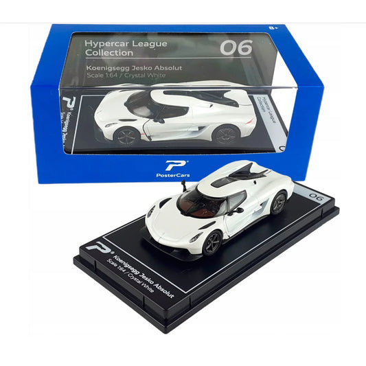 PosterCars 1:64 Koenigsegg Jesko Absolut 06 – Crystal White Acrylic Box | Hypercar League Collection Diecast Model - Jaiman Toys