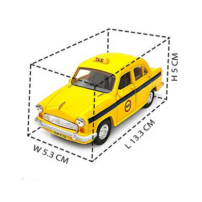Centy Public Commuters Kolkata Taxi 13.3cm Pull Back Die Cast Car with Openable Doors – Yellow Classic Ambassador Toy Car for Kids & Collector