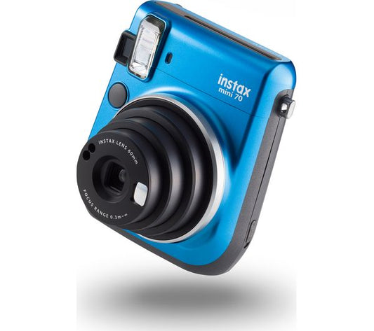 Fujifilm Instax Mini 70 Instant Camera (Blue) | Selfie Mode with Mirror | Auto Exposure | Hi-Key Mode | Built-in Flash | Credit Card Size Instant Prints
