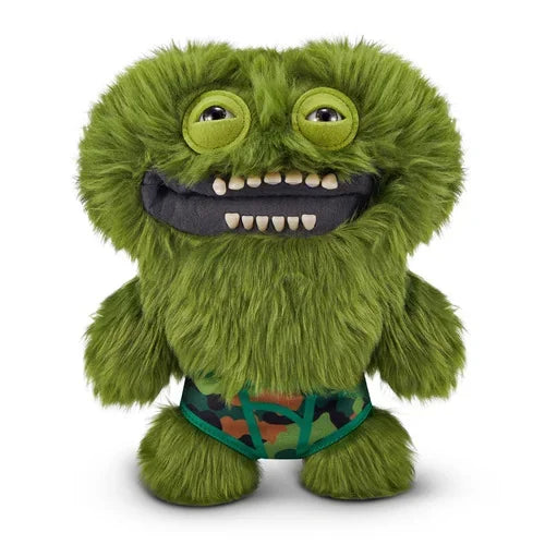 Fuggler Grumpy Green Plush Monster (Camo Pants) – Funny Ugly Monster Soft Toy by ZURU – 9 inch - Jaiman Toys