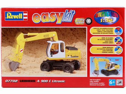 Revell 1:32 Scale Liebherr A 900 C Litronic Easykit 07702 Snap-Fit Wheeled Excavator Model Kit with Rolling Wheels, Movable Arm and Bucket