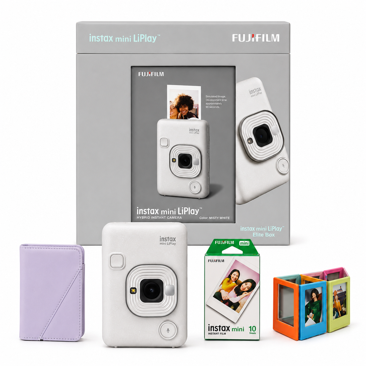 Fujifilm Instax Mini LiPlay Elite Box | Hybrid Instant Camera + Mini Album + 10 Shot Film + 5 Fridge Magnets