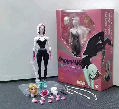 Spider-Gwen Action Figure | Spider-Man Across the Spider-Verse Collectible Figure | Multiple Accessories | Display Stand Included- 5.5 Inches