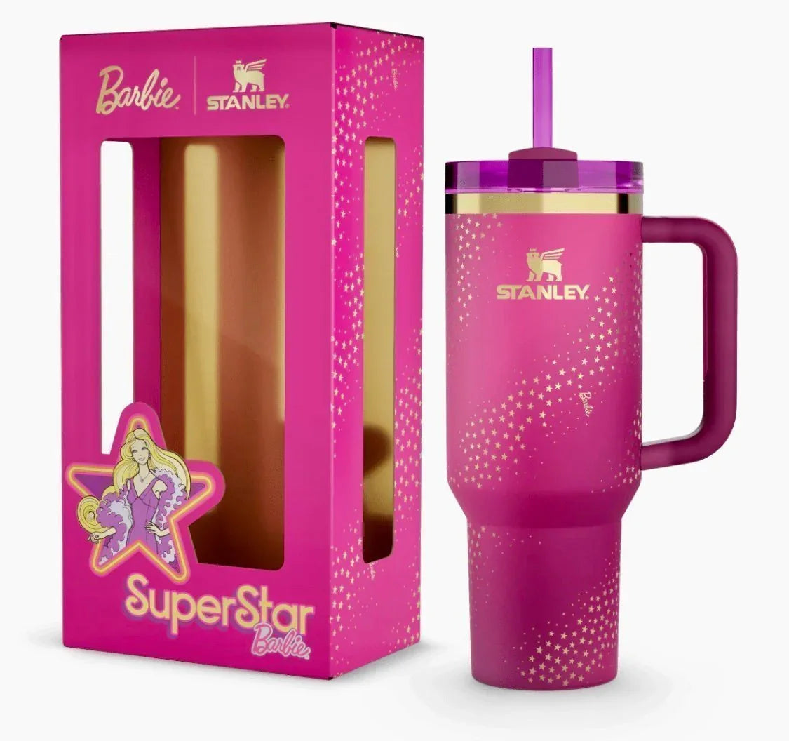 Stanley x Barbie 40oz Superstar Tumbler – Glam Limited Edition Cup with Straw, Handle & Gold Star Magic! - Jaiman Toys