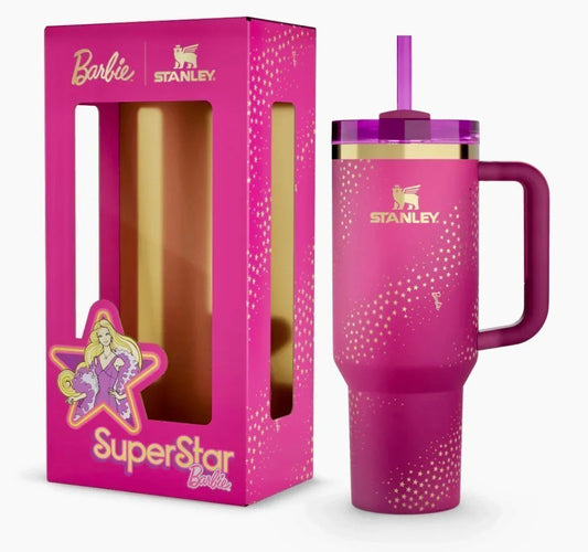 Stanley x Barbie 40oz Superstar Tumbler – Glam Limited Edition Cup with Straw, Handle & Gold Star Magic! - Jaiman Toys
