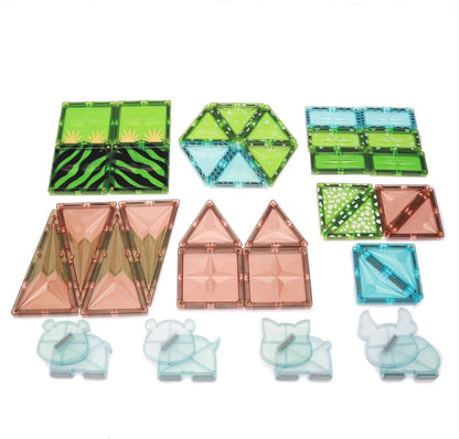 Zephyr Learning Steps Magnetix Jungle Magnetic Tiles Building Set – 34 Pieces, Ages 3+