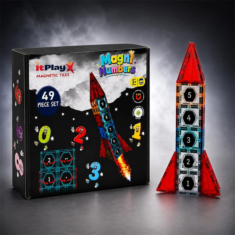 ITPLAY MagniNumbers Learning Magnetic Tiles 49 Pcs Educational Math & Number Learning Building Set for Kids
