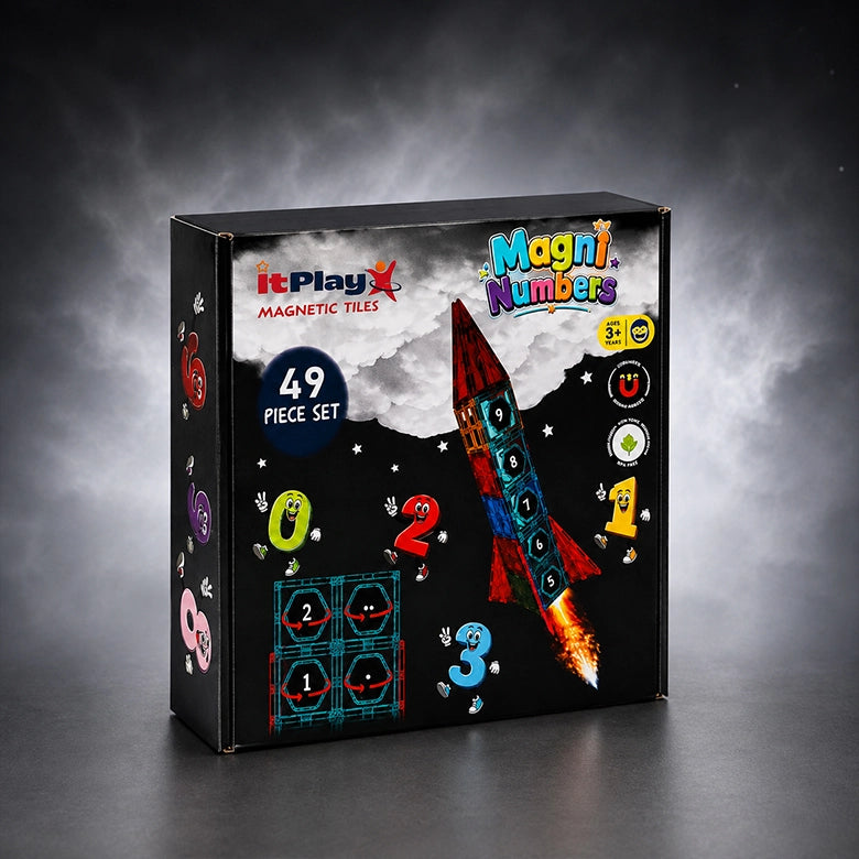 ITPLAY MagniNumbers Learning Magnetic Tiles 49 Pcs Educational Math & Number Learning Building Set for Kids