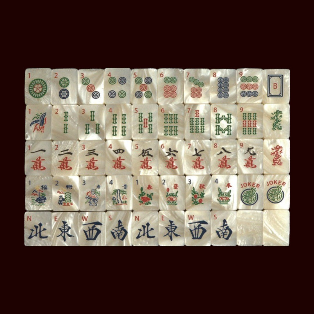MOJO Elegance in Bloom Classic Bundle Mahjong Set – 160 Premium 36mm Tiles with Racks, Floral Playing Mat, Mahjong Cards & Accessories