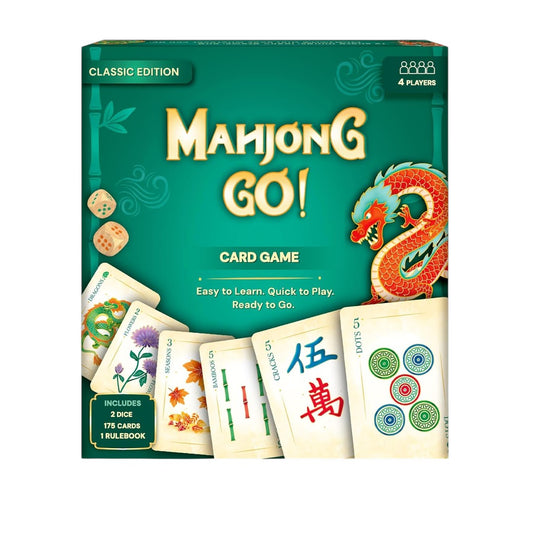 Gouda Games Mahjong Go! Card Game – Fast-Paced Travel Mahjong Strategy Game for 4 Players | Compact Mahjong Cards | Family & Party Game (Age 10+)