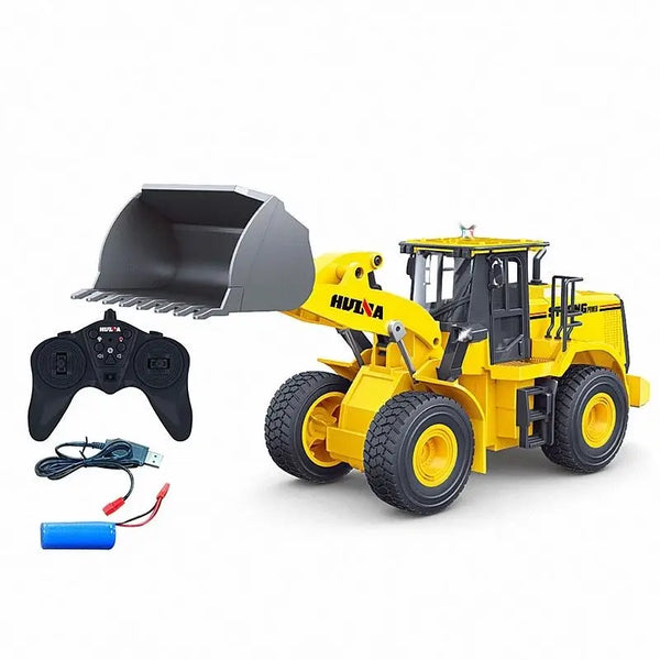 HUINA 1552 1:16 RC Wheel Loader | 11CH 2.4GHz Front Loader with Metal Bucket, LED Lights & Sound