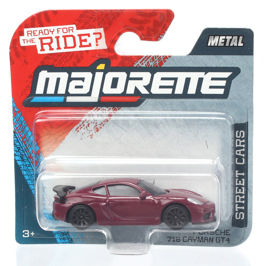 Majorette Street Cars Porsche 718 Cayman GT4 Maroon Die-Cast Model Car