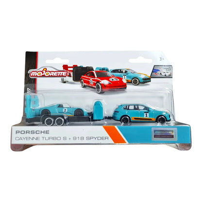 Majorette Porsche Edition Trailer – Cayenne Turbo S & 918 Spyder Diecast Car Model