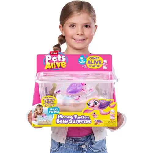 Pets Alive Mama Turtle & Baby Surprise – Interactive Swimming Turtle Toy with Surprise Baby Turtles & Water Habitat