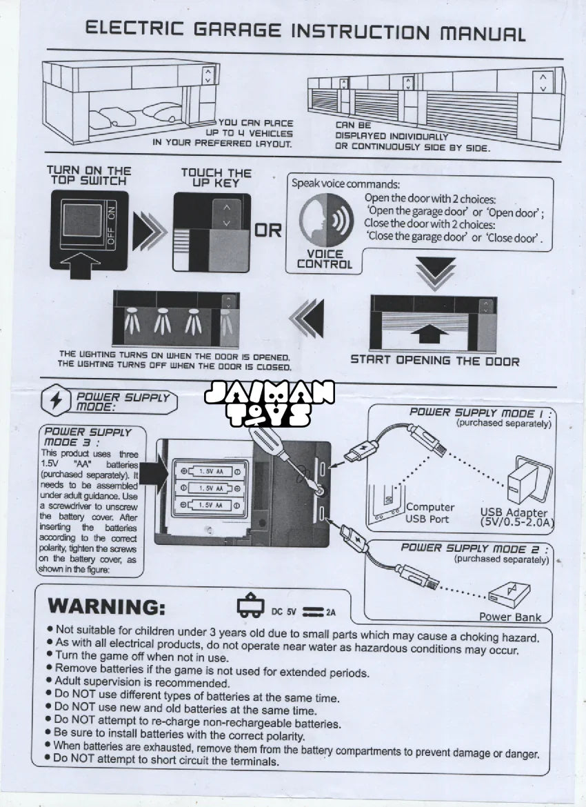 Electric Motorized Garage – Voice Control, 1:64 Scale Display Diorama for Die-Cast Cars (PosterCars /Tomica/Mini GT) - Jaiman Toys