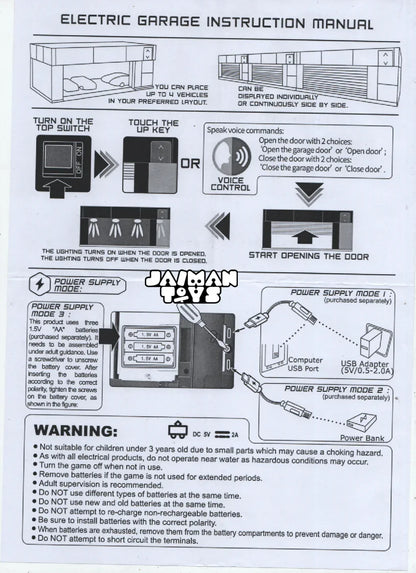 Electric Motorized Garage – Voice Control, 1:64 Scale Display Diorama for Die-Cast Cars (PosterCars /Tomica/Mini GT) - Jaiman Toys