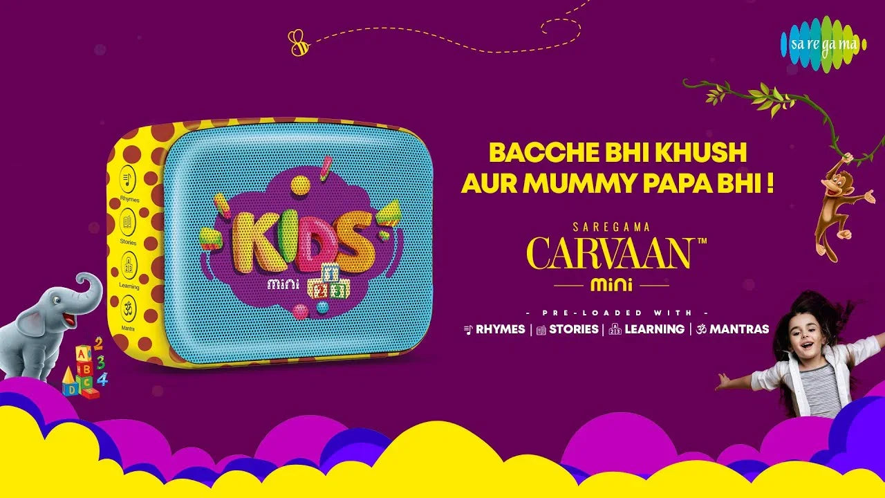 Saregama Carvaan Mini Kids - Pre-Loaded with Stories, Rhymes, Learnings, Mantras with Bluetooth/USB/Aux in-Out - Jaiman Toys