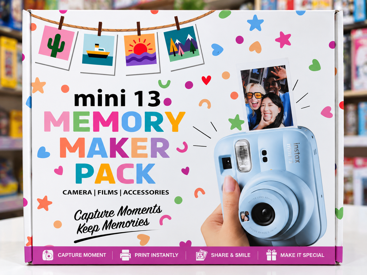 Fujifilm Instax Mini 13 Memory Maker Gift Pack – Instant Camera with 20 Films, Case & Photo Display Kit - Dreamy Purple