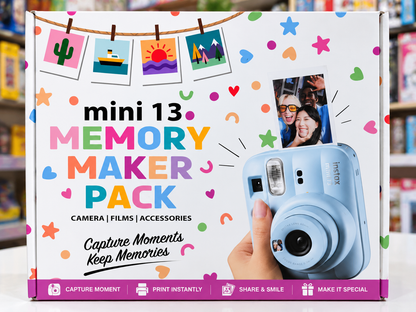 Fujifilm Instax Mini 13 Memory Maker Gift Pack – Instant Camera with 20 Films, Case & Photo Display Kit - Dreamy Purple