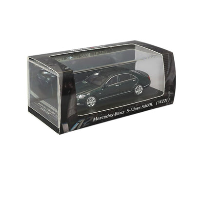 MOTORHELIX Mercedes-Benz S-Class S600L (W221) 1:64 Scale Diecast Model Car | Luxury Sedan Replica with Display Case- Dark Green