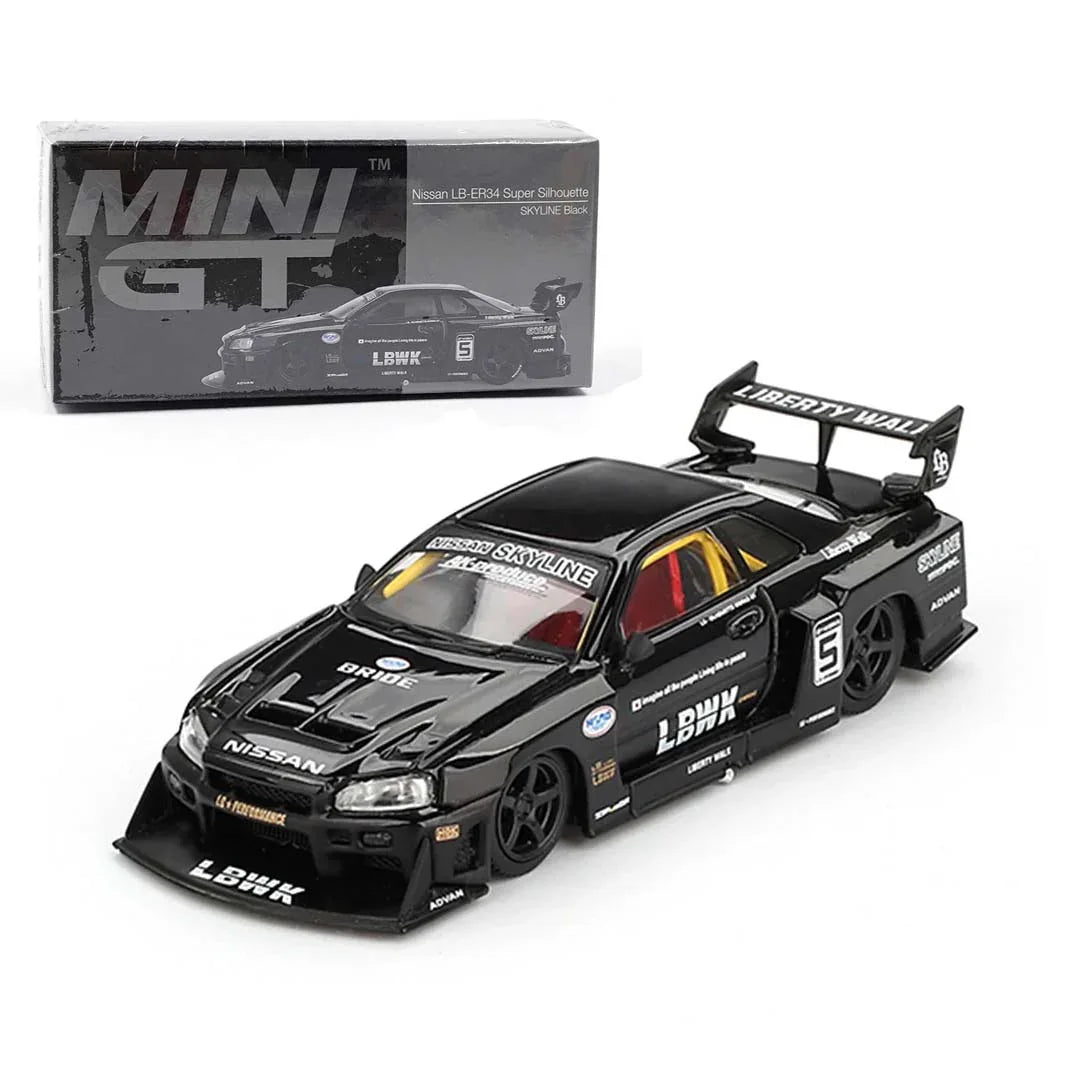 Mini GT 1/64 Nissan LB-ER34 Super Silhouette SKYLINE Black RHD Diecast Scale Model Car - Jaiman Toys